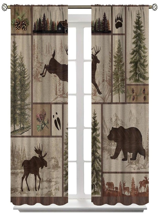 YCness Retro Rustic Curtains, Wild Bear Cabin Blackout Window Treatments for Bedroom,Vintage Country Style Lodge Drapes 2 Panel Sets,42x63 Inch - Image 2